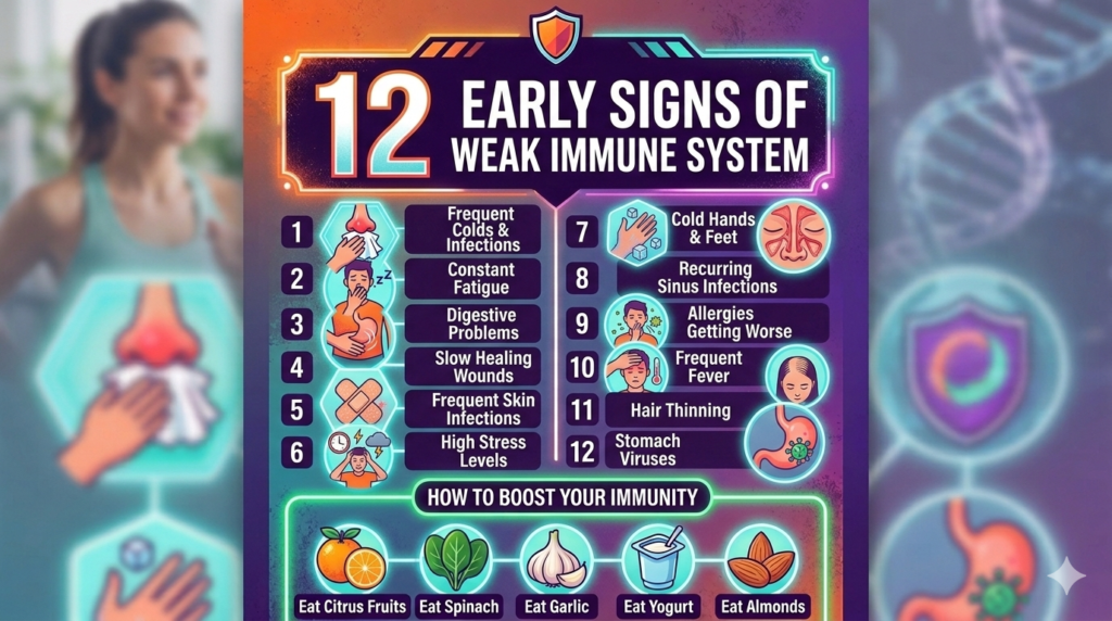 early signs of weak immune system
