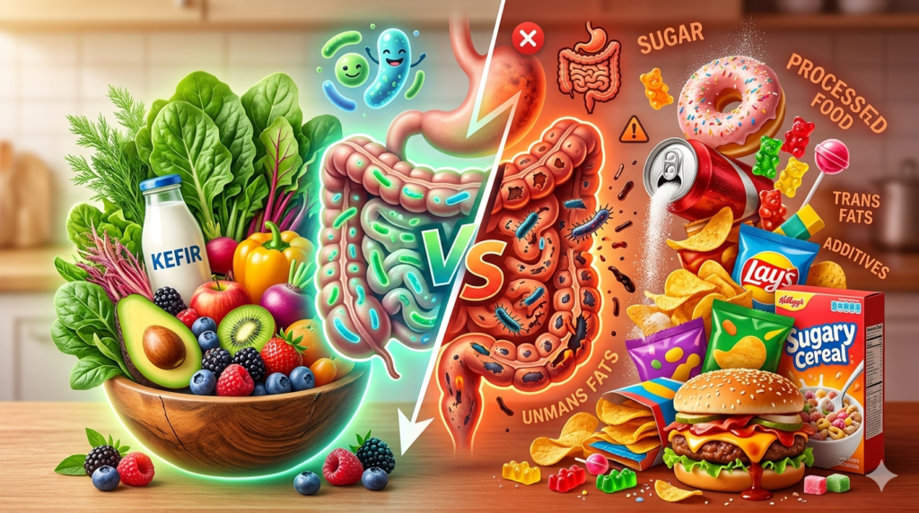 foods that damage gut health sugar processed food